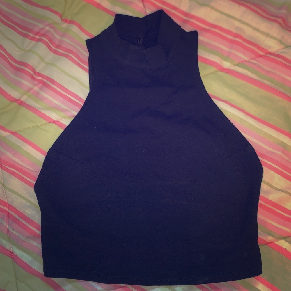 Black fitted sleeveless top